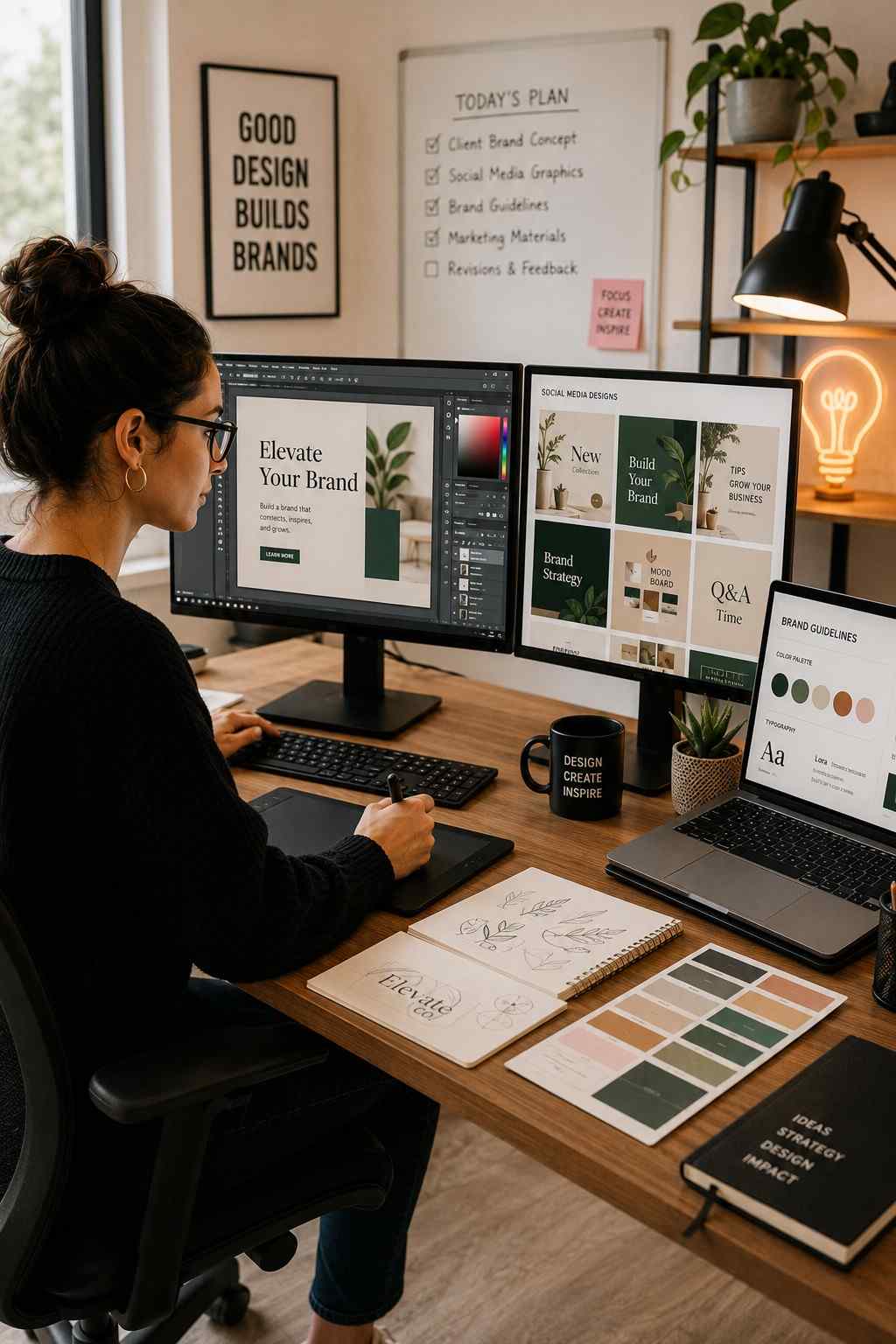 Graphic design services creating digital brand assets for businesses
