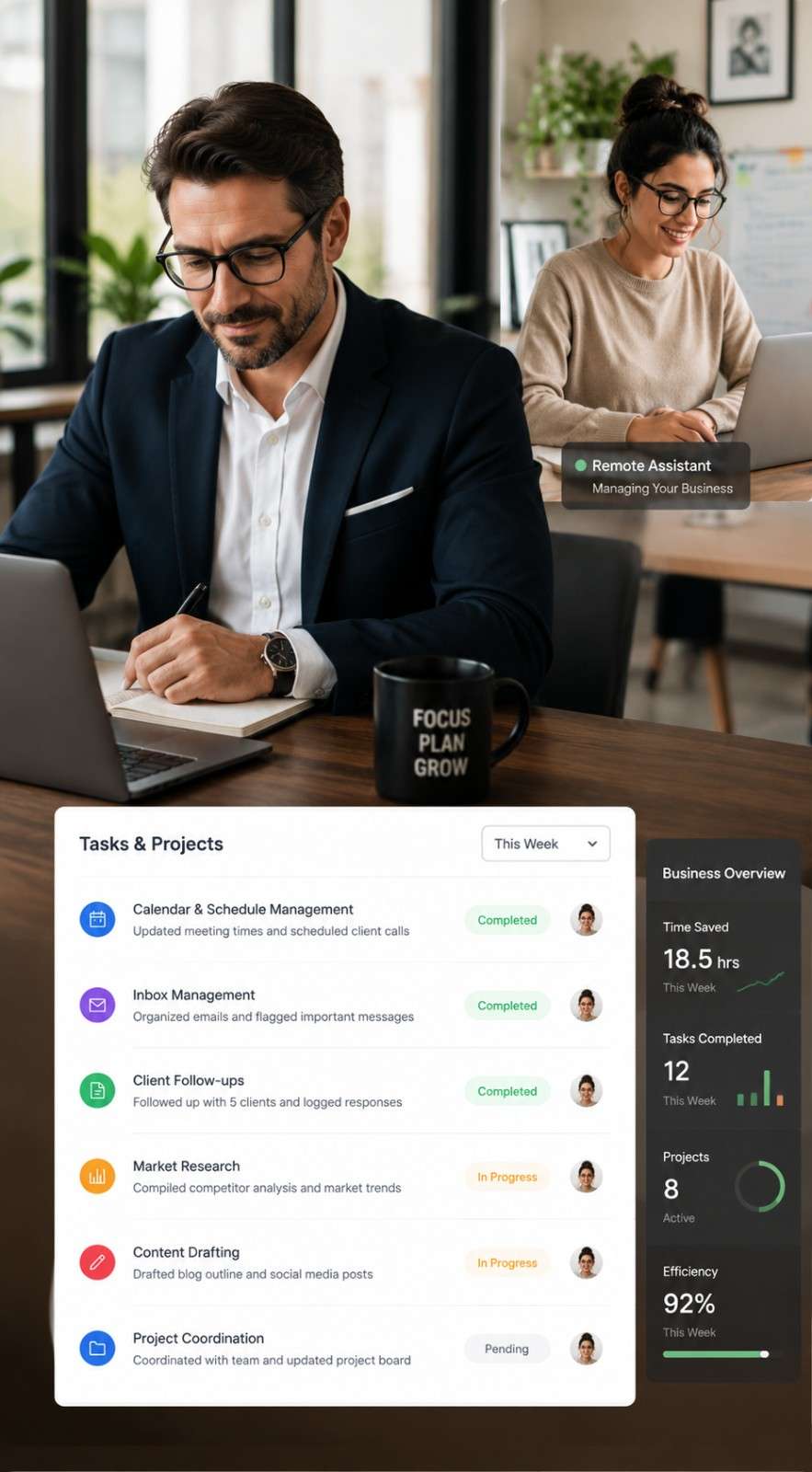 Outsourced executive assistant supporting a busy CEO remotely