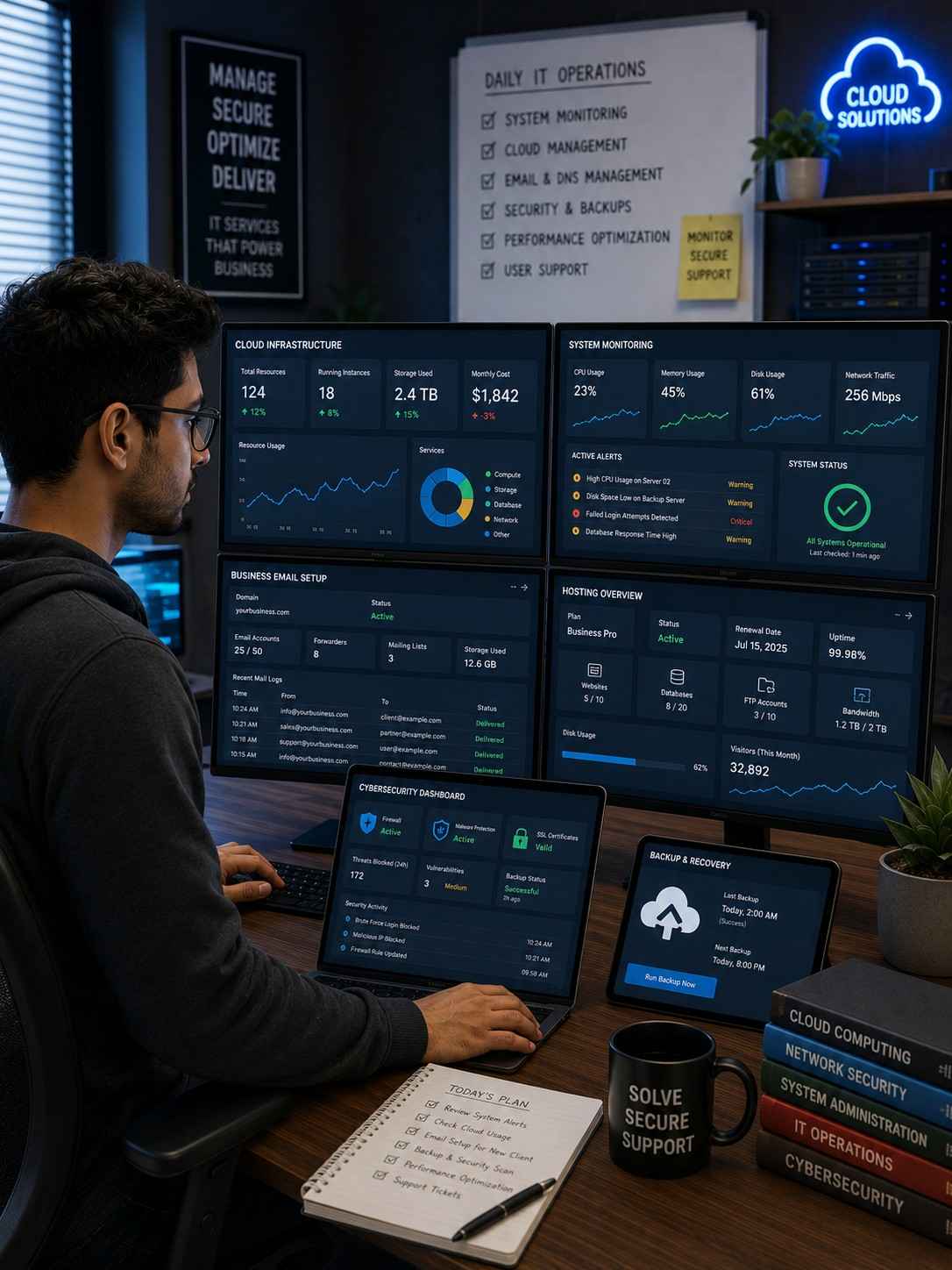 Remote IT support services for cloud infrastructure and business operations
